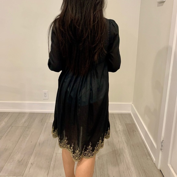 Black dress— Gold trim embroidered details - Picture 3 of 7